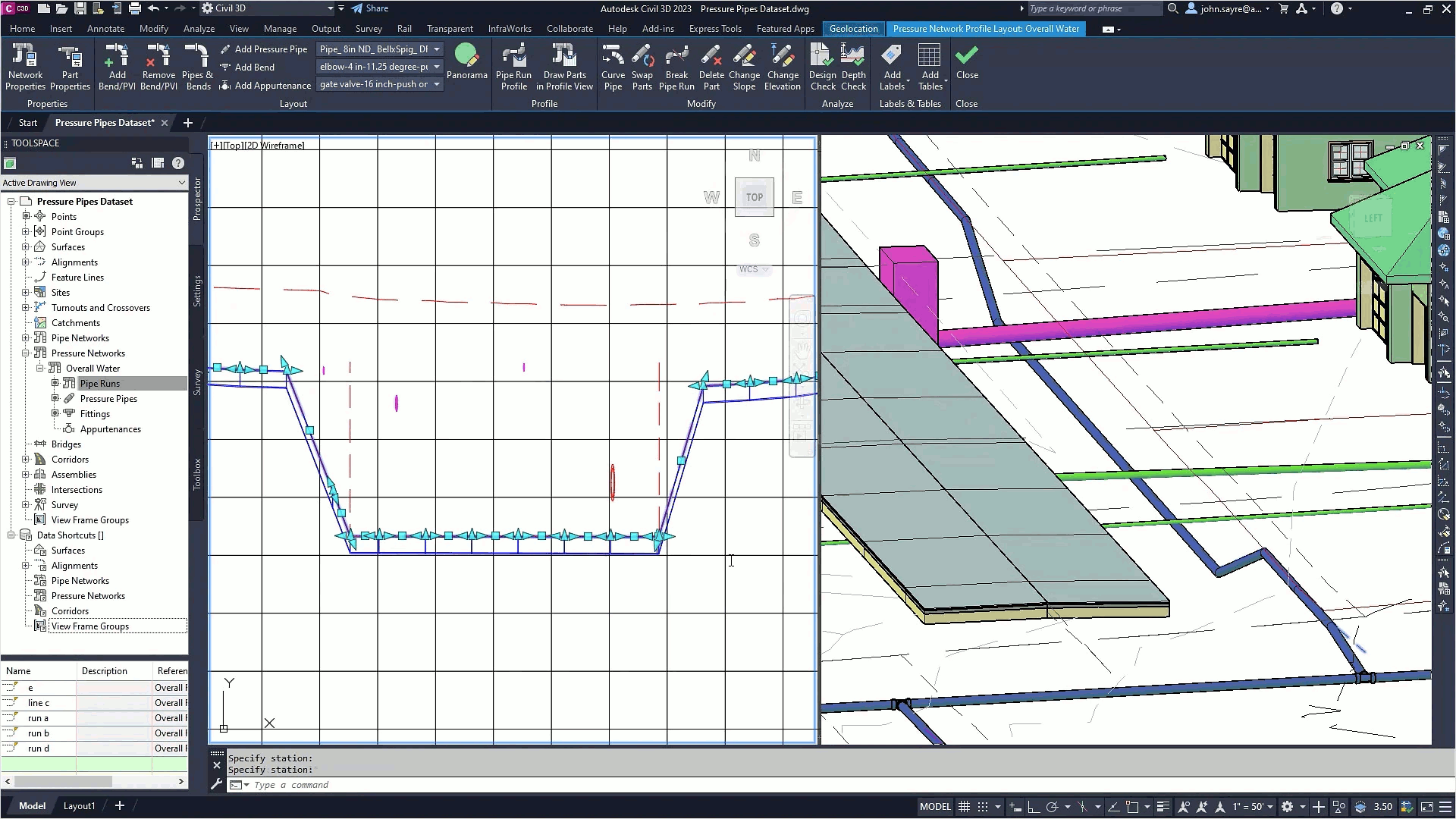 Dibujo de obras lineales de subdivisión en Civil 3D